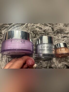 Clinique Purple Cleansing Balm/Night Moisturizer/Eye/Lipstick Lot - New